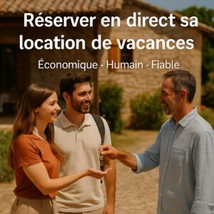 Remise des clés directe par le propriétaire du gîte à un couple de vacanciers souriants
