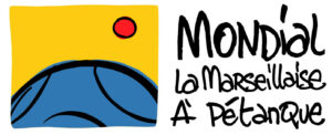 Logo stylisé du Mondial La Marseillaise à pétanque, montrant un joueur en action avec les inscriptions de l'événement.